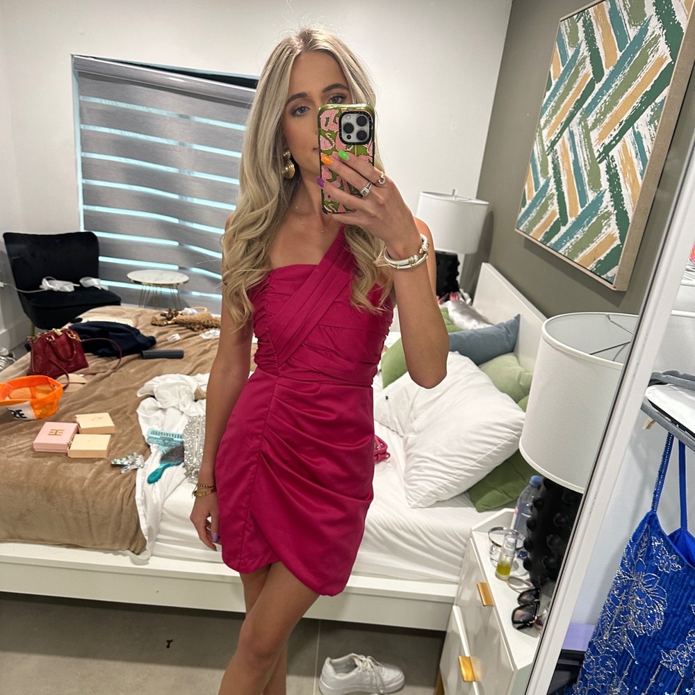 Magenta One Should Satin Dress